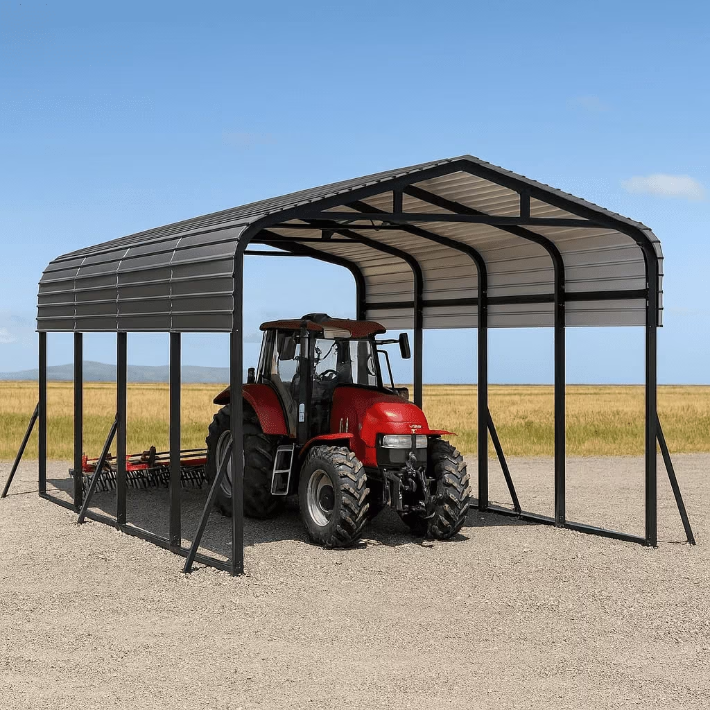 Sanerto 12x20FT Heavy Duty Metal Carport, Outdoor All-Weather Shelter with Iron Roof, Durable Canopy for Cars, Trucks, Boats & Equipment, Easy Quick Assembly