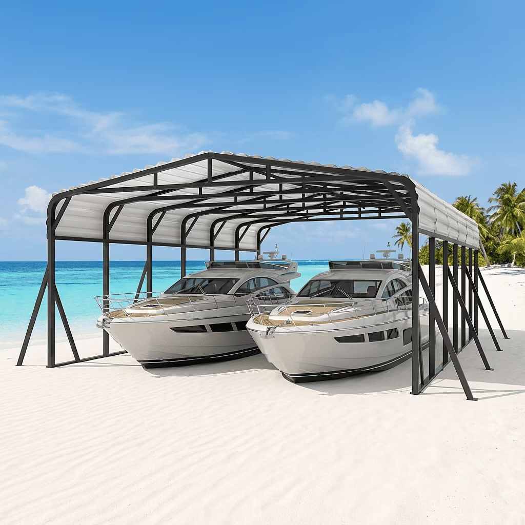 Sanerto 20x30FT Heavy Duty Metal Carport, Outdoor All-Weather Shelter with Iron Roof, Durable Canopy for Cars, Trucks, Boats & Equipment, Easy Quick Assembly