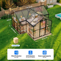 Sanerto 12X12FT T-Shape Heavy Duty Walk-in Greenhouse, Windproof Aluminum Structure, Adjustable Roof Vents, Built-in Thermometer Hygrometer, Easy Assembly for Backyard Garden