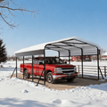 Sanerto 10x15FT Heavy Duty Metal Carport, Outdoor All-Weather Shelter with Iron Roof, Durable Canopy for Cars, Trucks, Boats & Equipment, Easy Quick Assembly