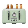 Sanerto 4-Slice Toaster, 1.6" Extra Wide Slots, 6 Browning Levels, Bagel/Defrost, Stainless Steel, Green