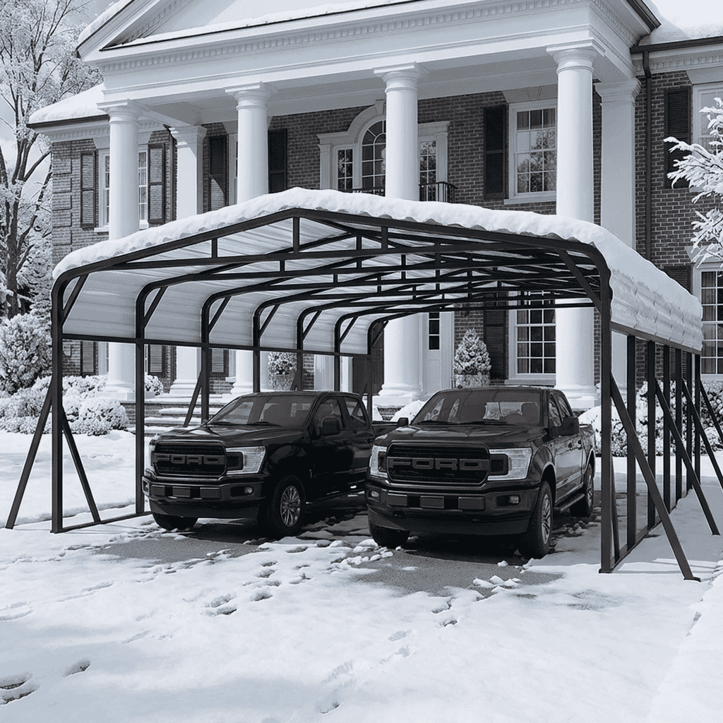 Sanerto 20x30FT Heavy Duty Metal Carport, Outdoor All-Weather Shelter with Iron Roof, Durable Canopy for Cars, Trucks, Boats & Equipment, Easy Quick Assembly