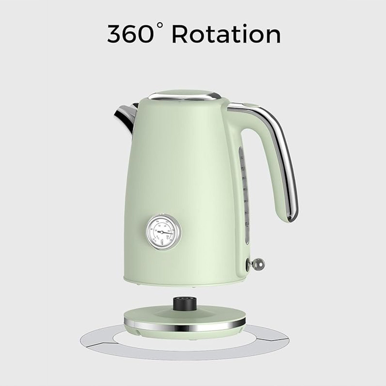 Sanerto Electric Tea Kettle 1500W 1.7L Stainless Steel with Auto Shut-Off Boil-Dry Protection 360° Swivel Base, Green