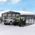 Sanerto 20x20FT Heavy Duty Metal Carport, Outdoor All-Weather Shelter with Iron Roof, Durable Canopy for Cars, Trucks, Boats & Equipment, Easy Quick Assembly
