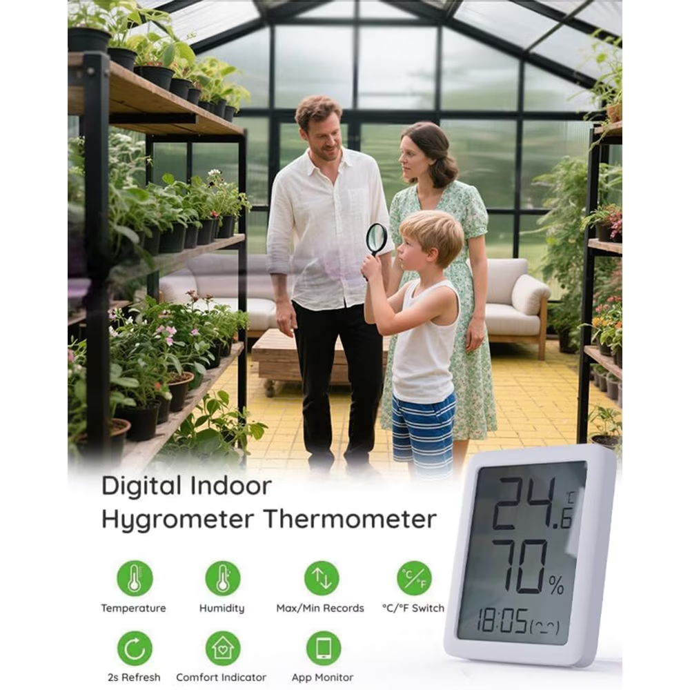 Sanerto 6x4FT Walk-in Outdoor Greenhouse for Garden Heavy-Duty，Reinforced Aluminum Frame, UV-Resistant Polycarbonate Panels, Built-in Thermometer & Hygrometer, All-Weather Durable Plant House