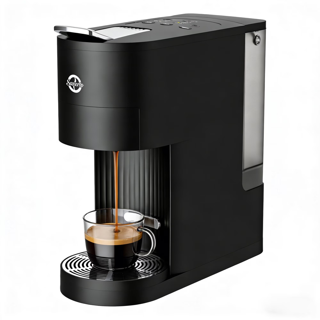 Sanerto Single Serve Coffee Maker Compatible with K Cup Capsules & Grounds,6-12oz Cup Size,1000W 120V, Black